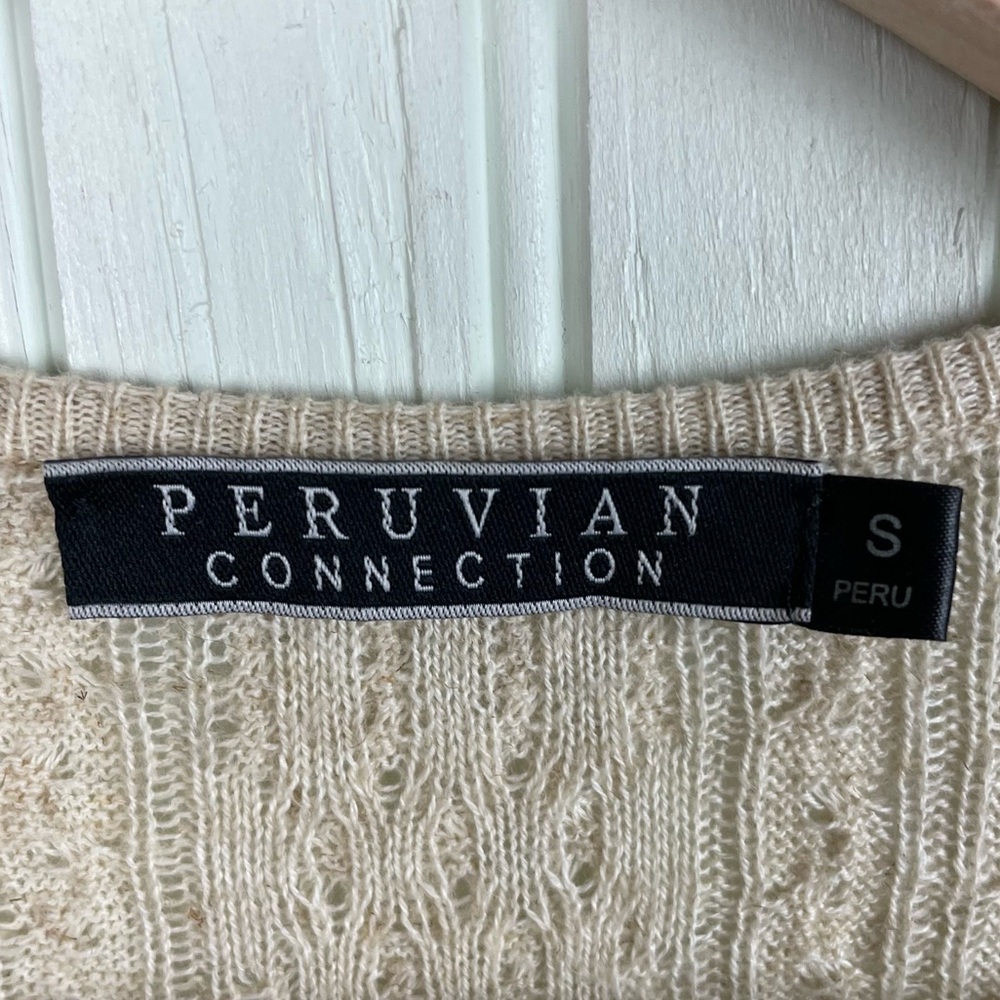 Peruvian Connection Button Front Cable Knit Sweat… - image 5
